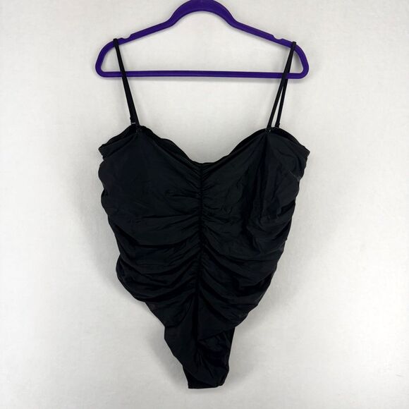 J.‎ Crew Black Swimsuit Ruched Sweetheart One-piece Womens Size 24 NEW - Picture 3 of 10